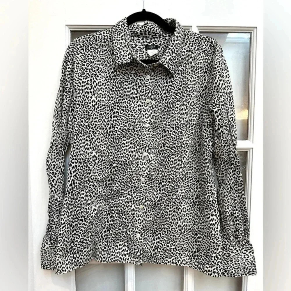J. Crew | Women's Collared Button Down Long Sleeve Cheetah Animal Print Size M